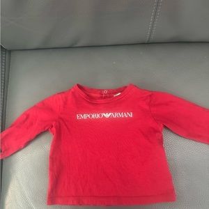 Used Armani Red Baby boy long sleeve shirt 3-6m